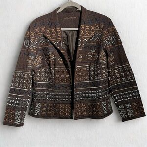 Coldwater Creek Beaded Embroidered Southwestern Boho Artsy Jacket Blazer Sz P14